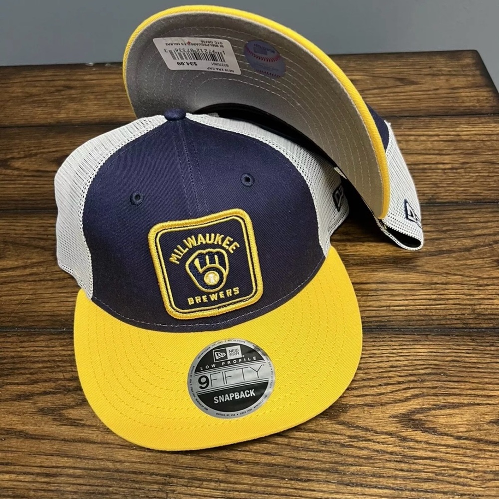 New Era Milwaukee Brewers Snapback Hat - Navy and Yellow